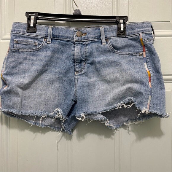 LOFT Pants - LOFT Denim Cut-Off Shorts Womens Size 8 Light Wash Rainbow Side Stripe